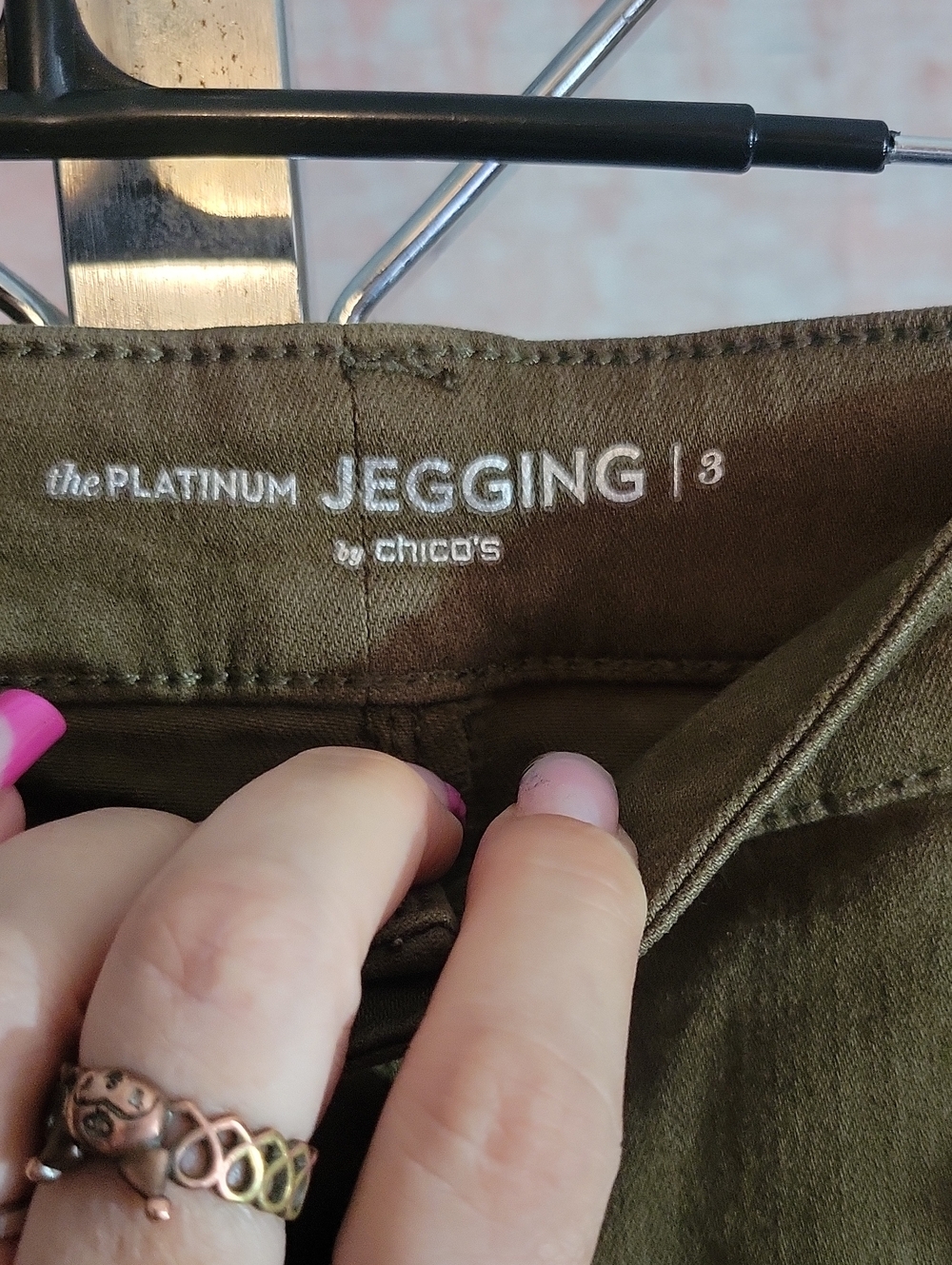 Chico's Olive Green Jeggings - Picture 3 of 7